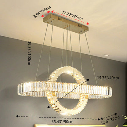 Modern Luxury Stainless Steel Crystal Oval Circle LED Chandelier For Dining Room And Living Room