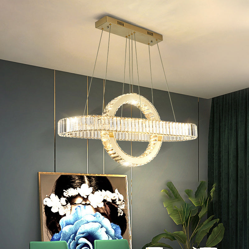 Modern Luxury Stainless Steel Crystal Oval Circle LED Chandelier For Dining Room And Living Room