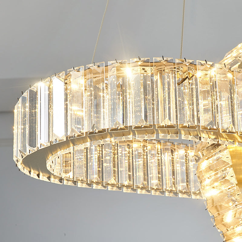 Modern Luxury Stainless Steel Crystal Oval Circle LED Chandelier For Dining Room And Living Room