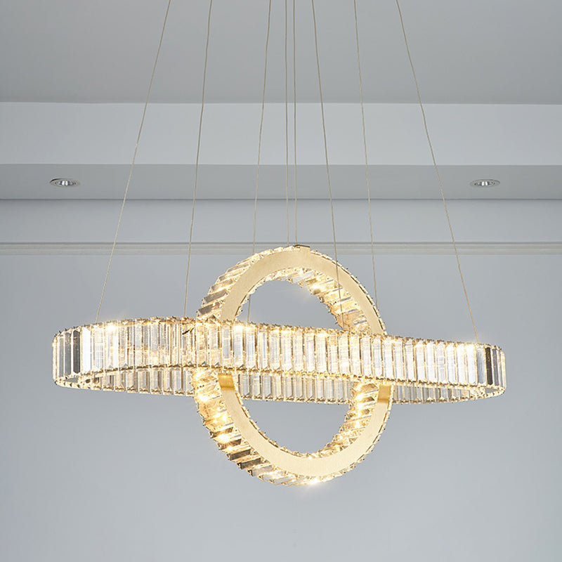 Modern Luxury Stainless Steel Crystal Oval Circle LED Chandelier For Dining Room And Living Room