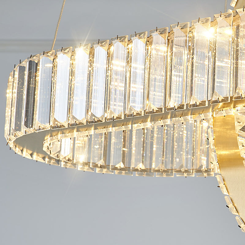 Modern Luxury Stainless Steel Crystal Oval Circle LED Chandelier For Dining Room And Living Room