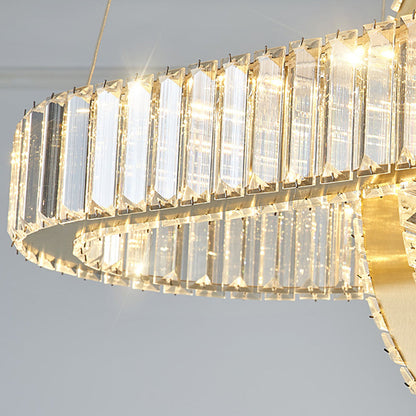 Modern Luxury Stainless Steel Crystal Oval Circle LED Chandelier For Dining Room And Living Room