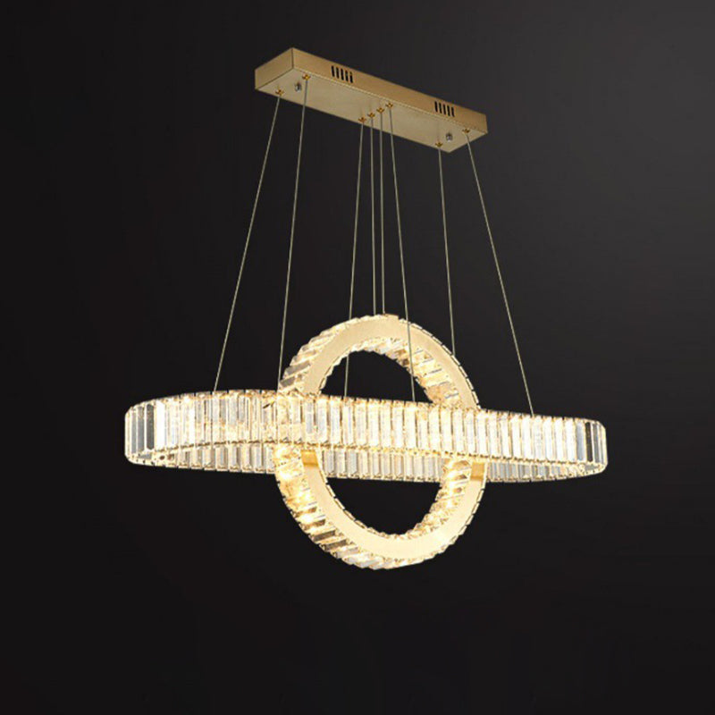 Modern Luxury Stainless Steel Crystal Oval Circle LED Chandelier For Dining Room And Living Room