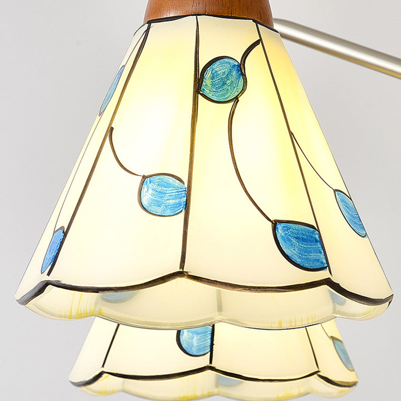 Contemporary Coastal Iron Wood Glass Cone 6/8-Light Chandelier For Living Room And Bedroom