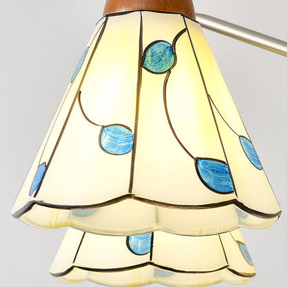 Contemporary Coastal Iron Wood Glass Cone 6/8-Light Chandelier For Living Room And Bedroom