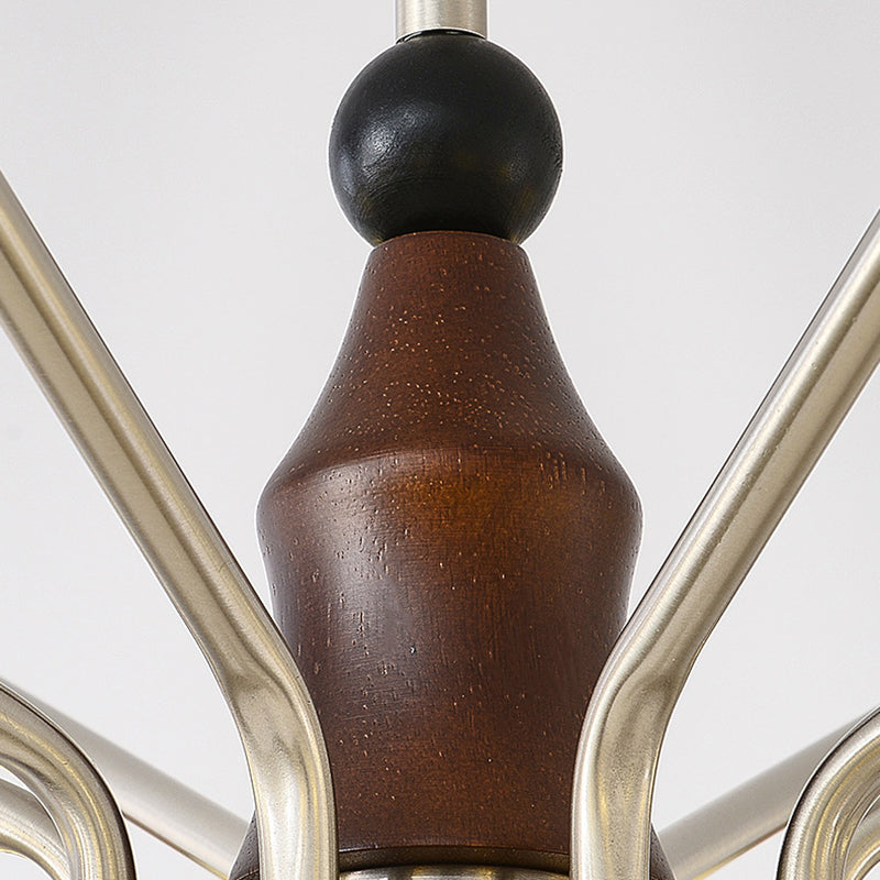 Contemporary Coastal Iron Wood Glass Cone 6/8-Light Chandelier For Living Room And Bedroom