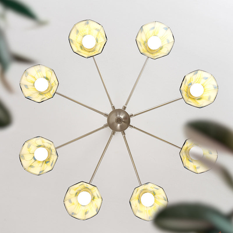 Contemporary Coastal Iron Wood Glass Cone 6/8-Light Chandelier For Living Room And Bedroom