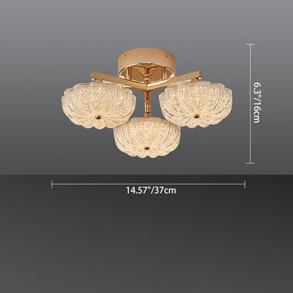 Modern Luxury Aluminum Acrylic Frosted Floral LED Semi-Flush Mount Ceiling Light For Living Room And Bedroom