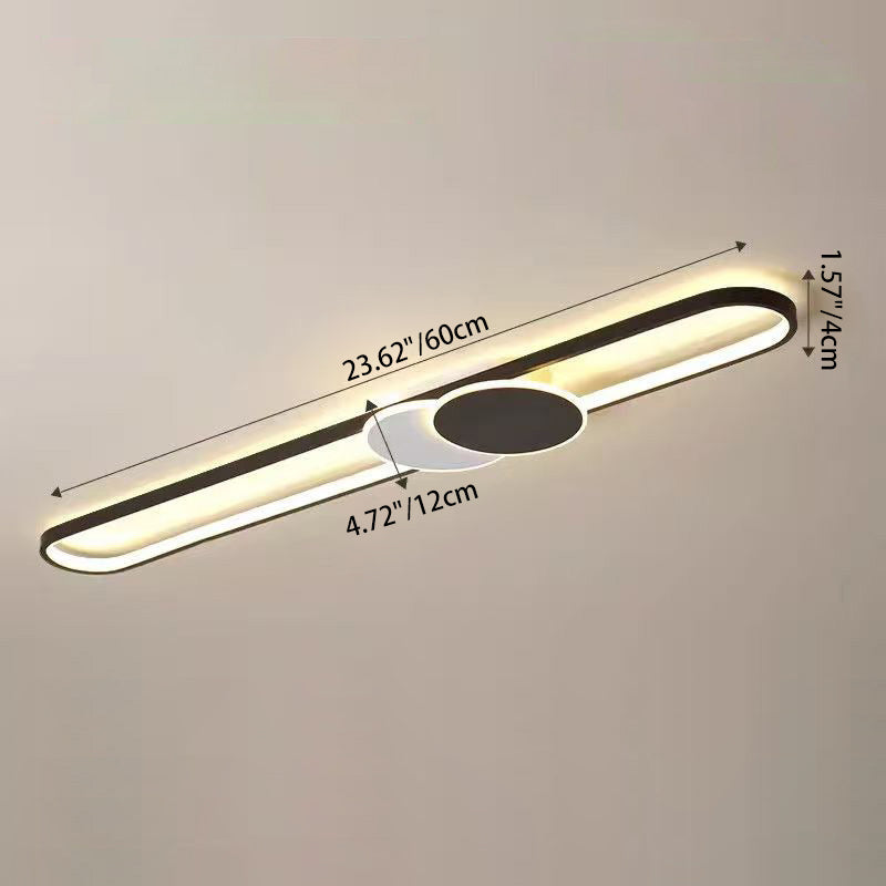 Modern Minimalist Aluminum Iron Acrylic Oval Strip LED Flush Mount Ceiling Light For Hallway