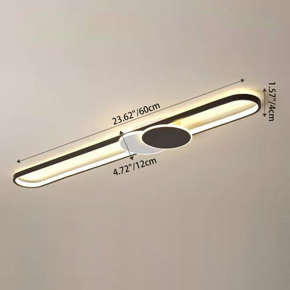 Modern Minimalist Aluminum Iron Acrylic Oval Strip LED Flush Mount Ceiling Light For Hallway