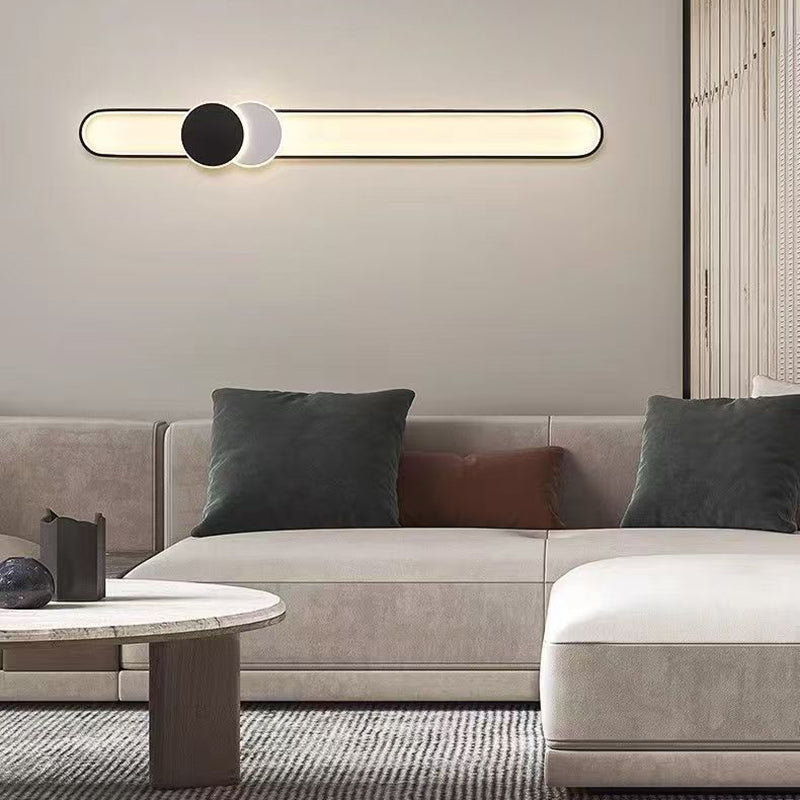 Modern Minimalist Aluminum Iron Acrylic Oval Strip LED Flush Mount Ceiling Light For Hallway