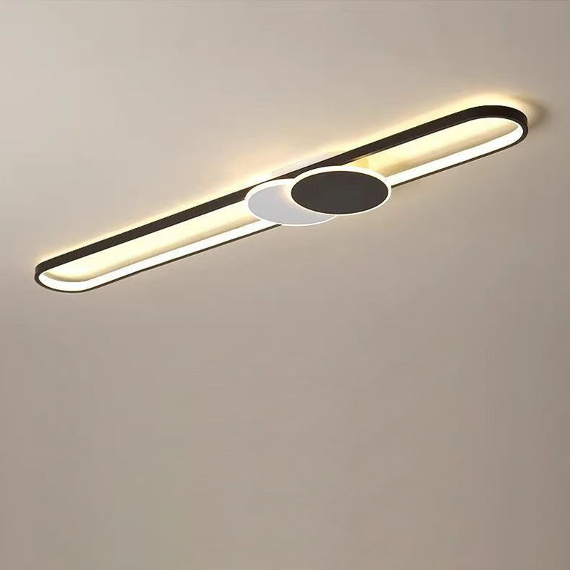 Modern Minimalist Aluminum Iron Acrylic Oval Strip LED Flush Mount Ceiling Light For Hallway