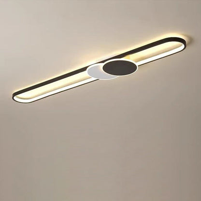 Modern Minimalist Aluminum Iron Acrylic Oval Strip LED Flush Mount Ceiling Light For Hallway