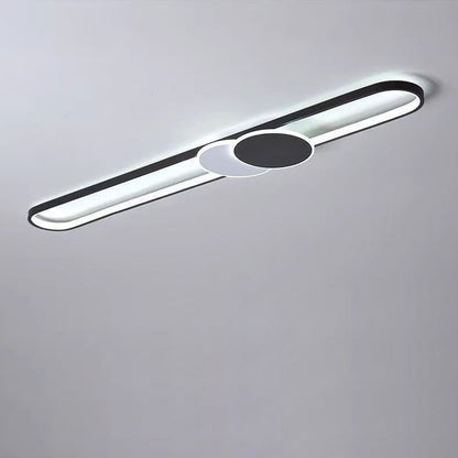 Modern Minimalist Aluminum Iron Acrylic Oval Strip LED Flush Mount Ceiling Light For Hallway