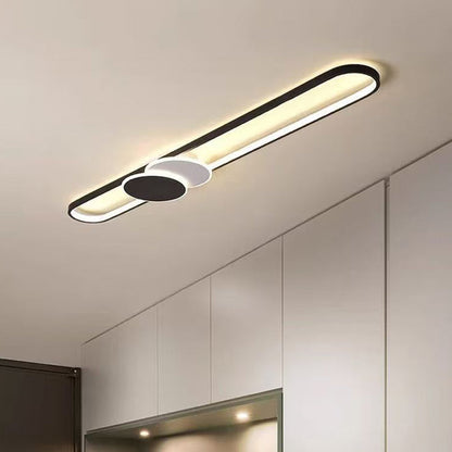 Modern Minimalist Aluminum Iron Acrylic Oval Strip LED Flush Mount Ceiling Light For Hallway