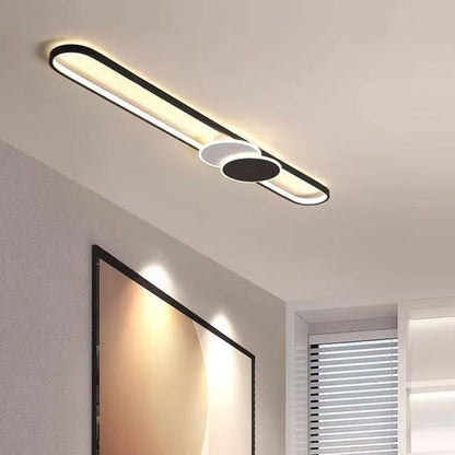 Modern Minimalist Aluminum Iron Acrylic Oval Strip LED Flush Mount Ceiling Light For Hallway