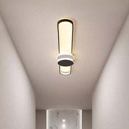 Modern Minimalist Aluminum Iron Acrylic Oval Strip LED Flush Mount Ceiling Light For Hallway