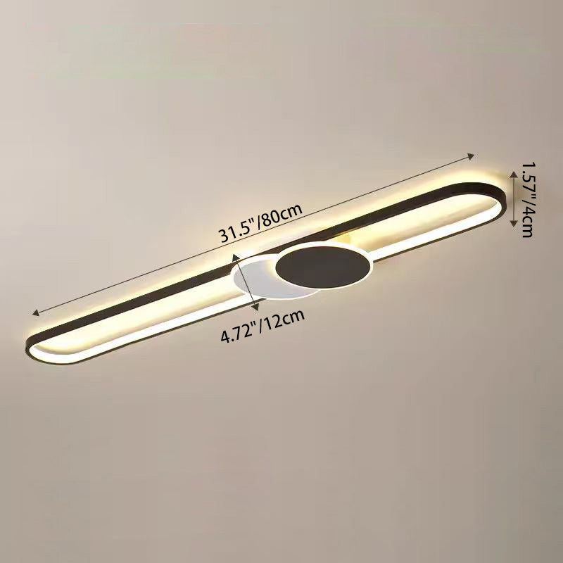 Modern Minimalist Aluminum Iron Acrylic Oval Strip LED Flush Mount Ceiling Light For Hallway