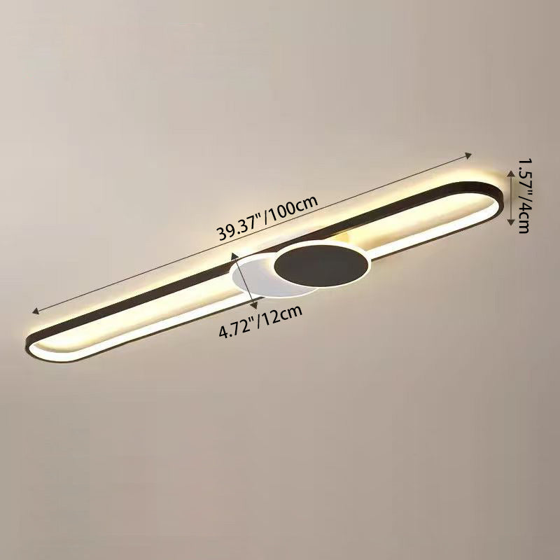 Modern Minimalist Aluminum Iron Acrylic Oval Strip LED Flush Mount Ceiling Light For Hallway