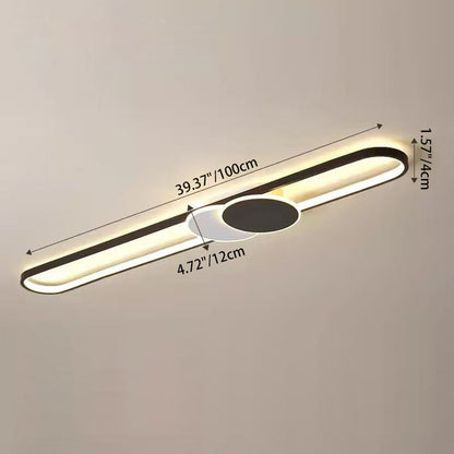 Modern Minimalist Aluminum Iron Acrylic Oval Strip LED Flush Mount Ceiling Light For Hallway