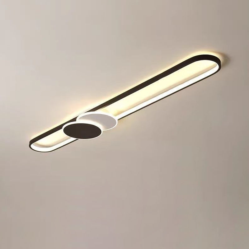 Modern Minimalist Aluminum Iron Acrylic Oval Strip LED Flush Mount Ceiling Light For Hallway