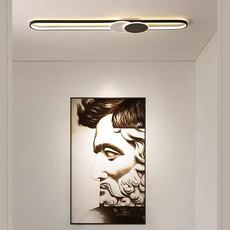 Modern Minimalist Aluminum Iron Acrylic Oval Strip LED Flush Mount Ceiling Light For Hallway