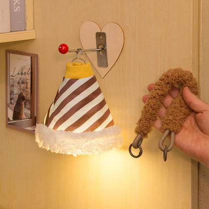Modern Art Deco Fabric Rechargeable Bell-Striped LED Hanging Wall Sconce Lamp Night Light For Bedside Dorm Use
