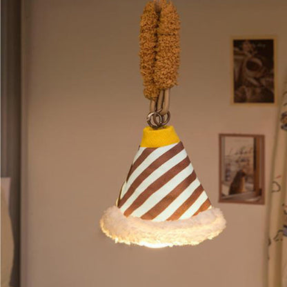 Modern Art Deco Fabric Rechargeable Bell-Striped LED Hanging Wall Sconce Lamp Night Light For Bedside Dorm Use