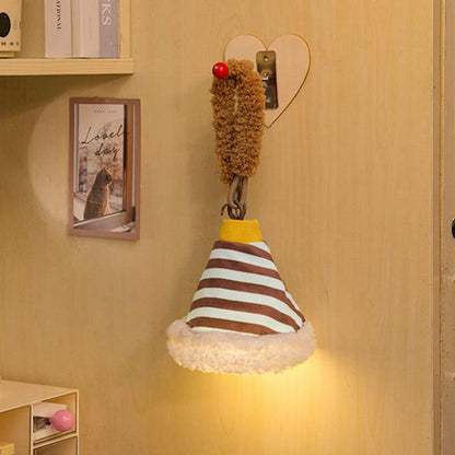 Modern Art Deco Fabric Rechargeable Bell-Striped LED Hanging Wall Sconce Lamp Night Light For Bedside Dorm Use