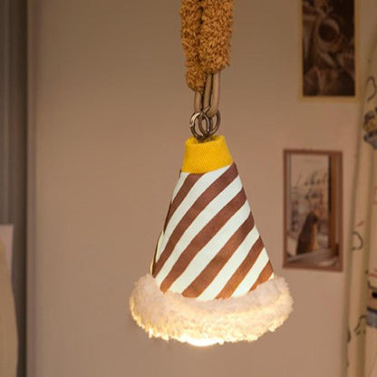 Modern Art Deco Fabric Rechargeable Bell-Striped LED Hanging Wall Sconce Lamp Night Light For Bedside Dorm Use
