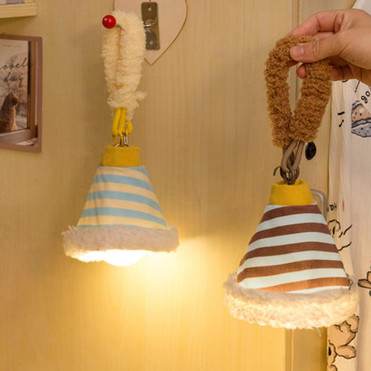 Modern Art Deco Fabric Rechargeable Bell-Striped LED Hanging Wall Sconce Lamp Night Light For Bedside Dorm Use