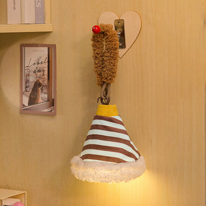 Modern Art Deco Fabric Rechargeable Bell-Striped LED Hanging Wall Sconce Lamp Night Light For Bedside Dorm Use