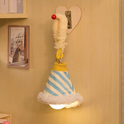 Modern Art Deco Fabric Rechargeable Bell-Striped LED Hanging Wall Sconce Lamp Night Light For Bedside Dorm Use