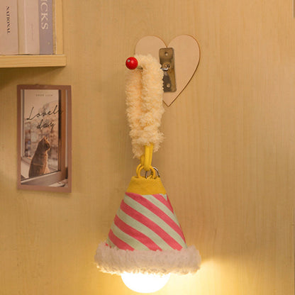 Modern Art Deco Fabric Rechargeable Bell-Striped LED Hanging Wall Sconce Lamp Night Light For Bedside Dorm Use
