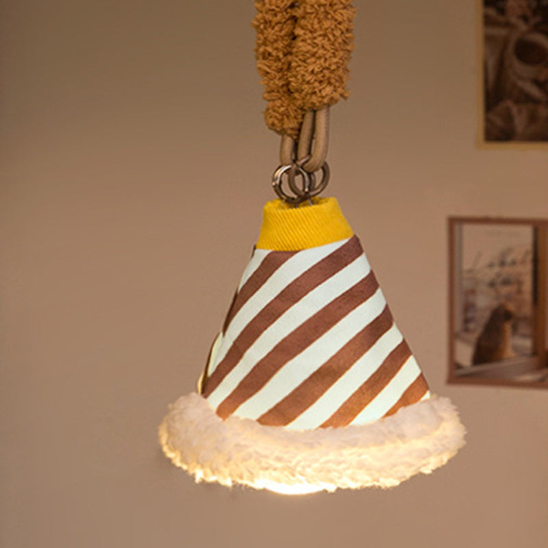 Modern Art Deco Fabric Rechargeable Bell-Striped LED Hanging Wall Sconce Lamp Night Light For Bedside Dorm Use