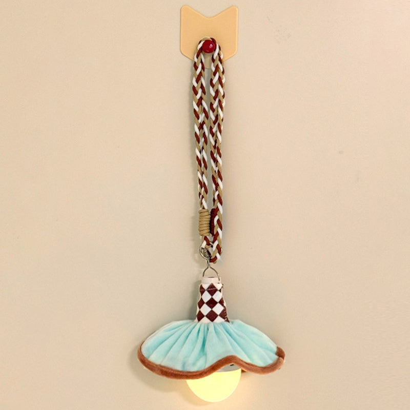 Modern Art Deco Fabric Rechargeable Bell-Skirt LED Hanging Pendant Light Night Light For Bedside Dorm Room