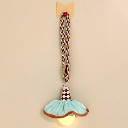 Modern Art Deco Fabric Rechargeable Bell-Skirt LED Hanging Pendant Light Night Light For Bedside Dorm Room