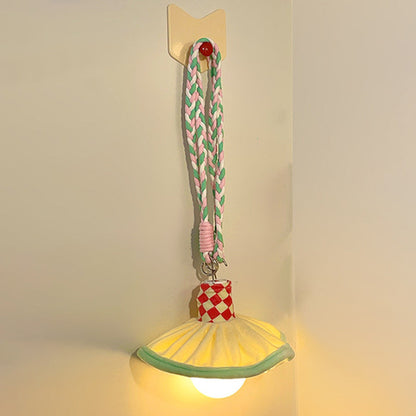 Modern Art Deco Fabric Rechargeable Bell-Skirt LED Hanging Pendant Light Night Light For Bedside Dorm Room