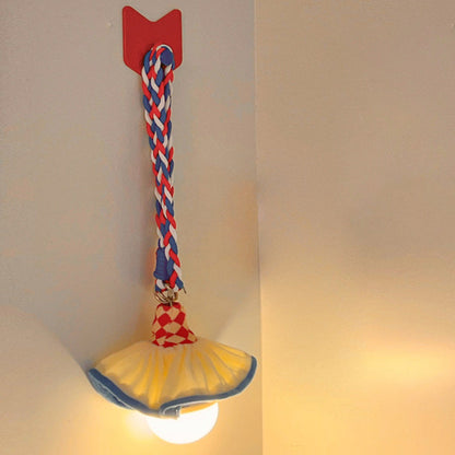 Modern Art Deco Fabric Rechargeable Bell-Skirt LED Hanging Pendant Light Night Light For Bedside Dorm Room