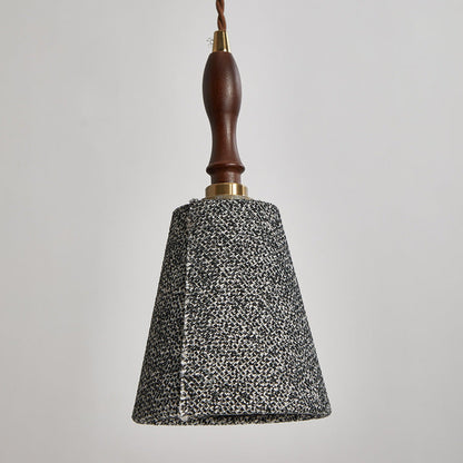 Traditional French Fabric Wood Handmade Cylinder 1-Light Pendant Light For Bedside & Dining Room