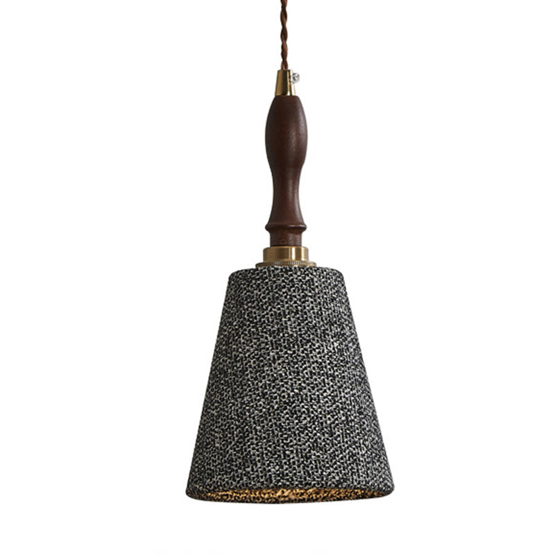 Traditional French Fabric Wood Handmade Cylinder 1-Light Pendant Light For Bedside & Dining Room