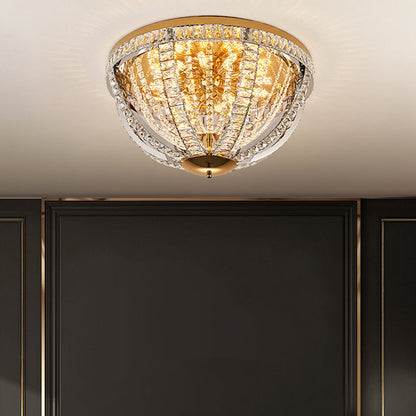 Modern Luxury Crystal Stainless Steel Round 8/9/16-Light Semi-Flush Mount Ceiling Light For Living Room & Bedroom