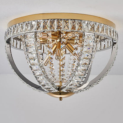 Modern Luxury Crystal Stainless Steel Round 8/9/16-Light Semi-Flush Mount Ceiling Light For Living Room & Bedroom