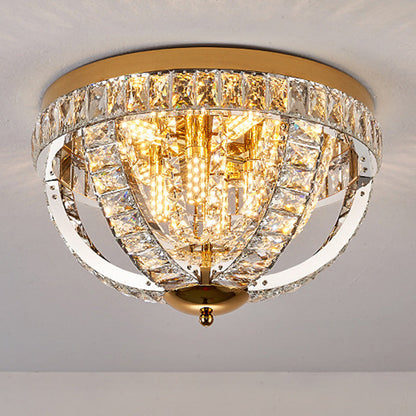Modern Luxury Crystal Stainless Steel Round 8/9/16-Light Semi-Flush Mount Ceiling Light For Living Room & Bedroom