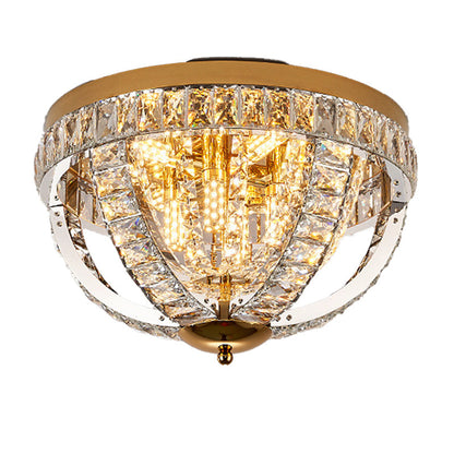 Modern Luxury Crystal Stainless Steel Round 8/9/16-Light Semi-Flush Mount Ceiling Light For Living Room & Bedroom