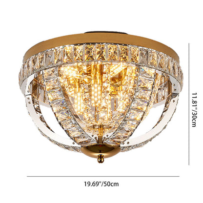 Modern Luxury Crystal Stainless Steel Round 8/9/16-Light Semi-Flush Mount Ceiling Light For Living Room & Bedroom