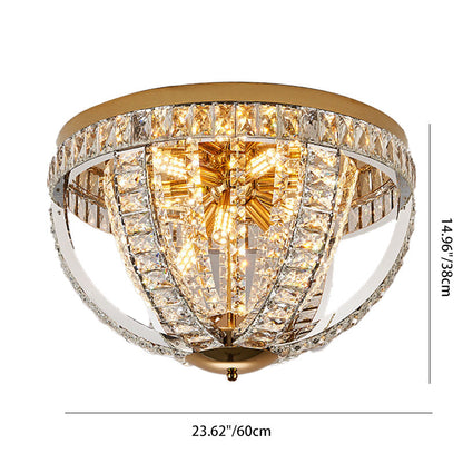 Modern Luxury Crystal Stainless Steel Round 8/9/16-Light Semi-Flush Mount Ceiling Light For Living Room & Bedroom