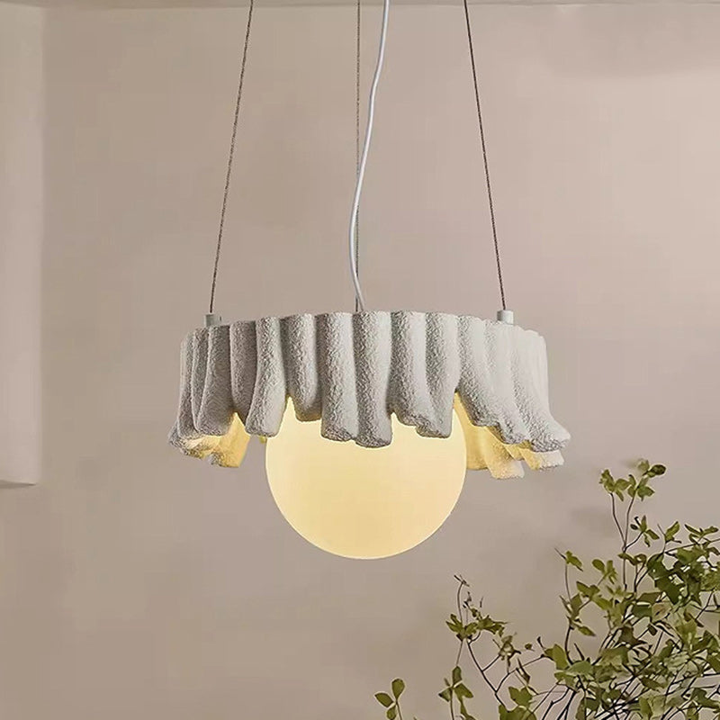 Traditional Rustic Resin Fiberglass Iron PE Branch Ball 1-Light Chandelier For Dining Room