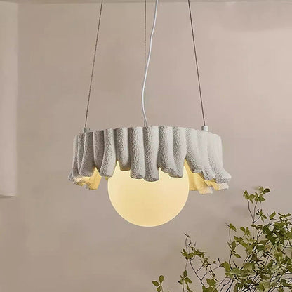Traditional Rustic Resin Fiberglass Iron PE Branch Ball 1-Light Chandelier For Dining Room