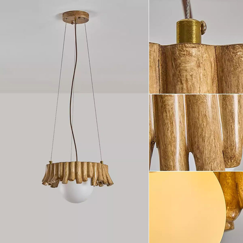 Traditional Rustic Resin Fiberglass Iron PE Branch Ball 1-Light Chandelier For Dining Room